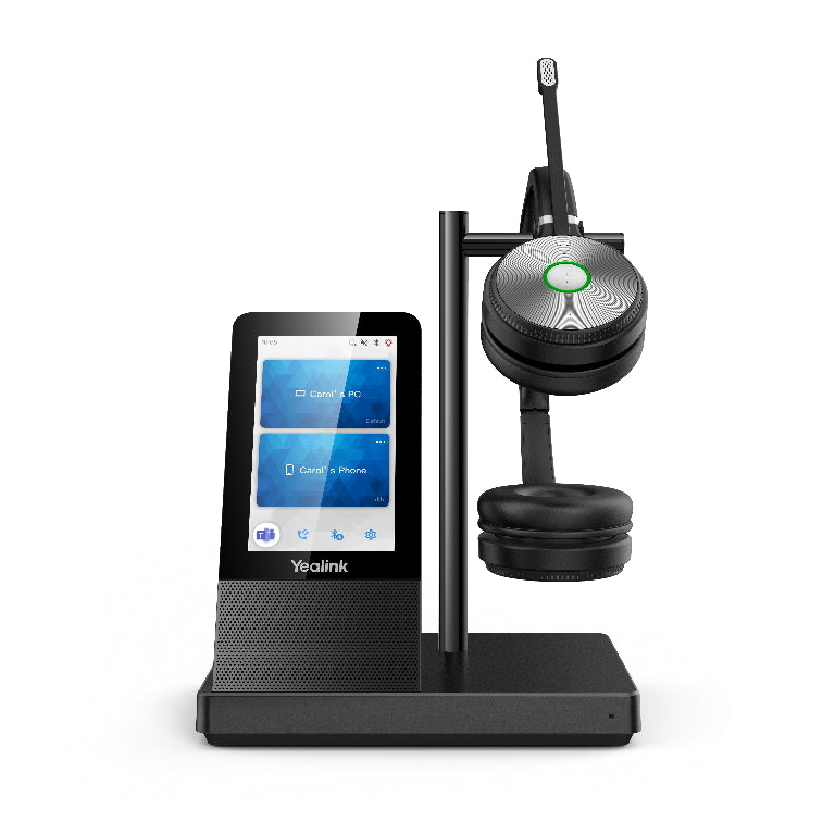 Yealink WH66 Dual UC DECT Wireless Headset with Touchscreen Control, Integrated Busylight, and Premium Leather Ear Cushions