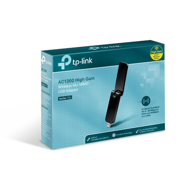 TP-Link Archer T4U AC1300 Dual Band Wireless USB Adapter with High Gain Antennas and USB 3.0 Connectivity