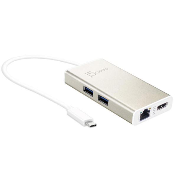 J5create JCA374 USB-C Multi-Adapter: 2 x USB 3.0, Gigabit Ethernet, HDMI, and Power Delivery Port