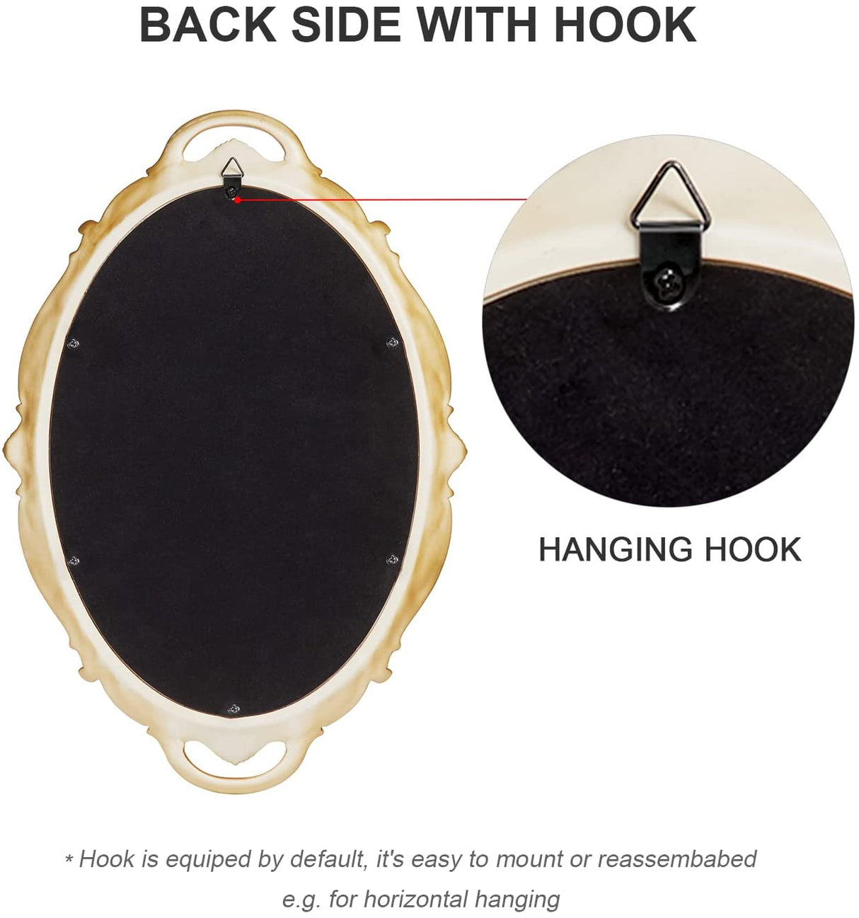 Antique Gold Oval Vintage Carved Wall Mirror - 25 x 38 cm Decorative Accent for Living Room and Bedroom