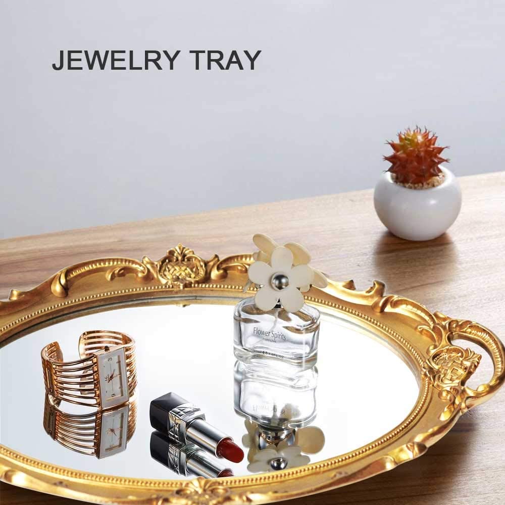 Antique Gold Oval Vintage Carved Wall Mirror - 25 x 38 cm Decorative Accent for Living Room and Bedroom