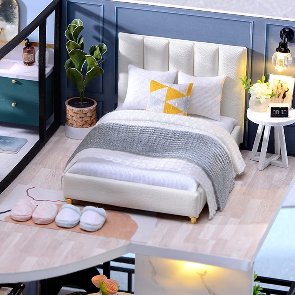 Dollhouse Miniature with Furniture Kit Plus Dust Proof and Music Movement - Cozy time (Valentine's Day Gift Idea)