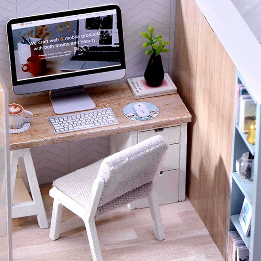 Dollhouse Miniature with Furniture Kit Plus Dust Proof and Music Movement - Cozy time (Valentine's Day Gift Idea)