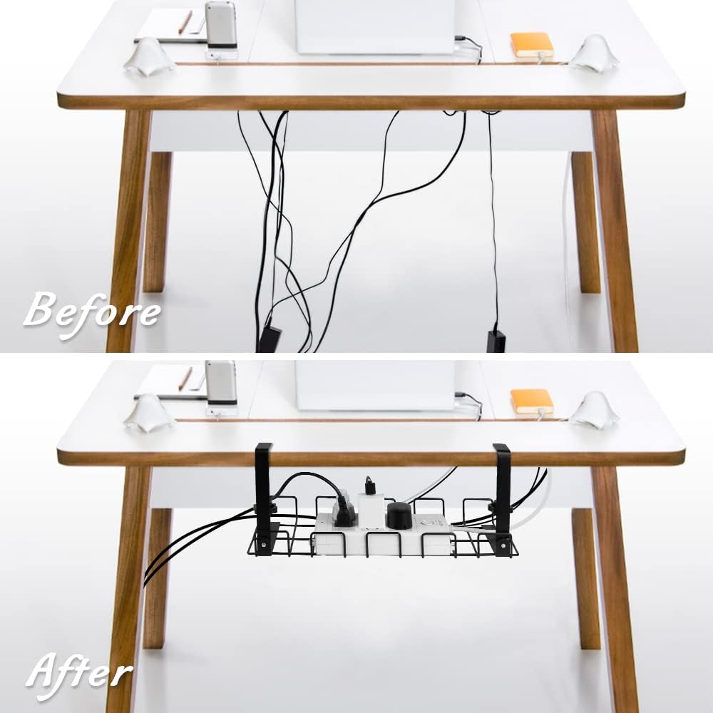 2 Pack Under Desk Cable Management Tray, Black