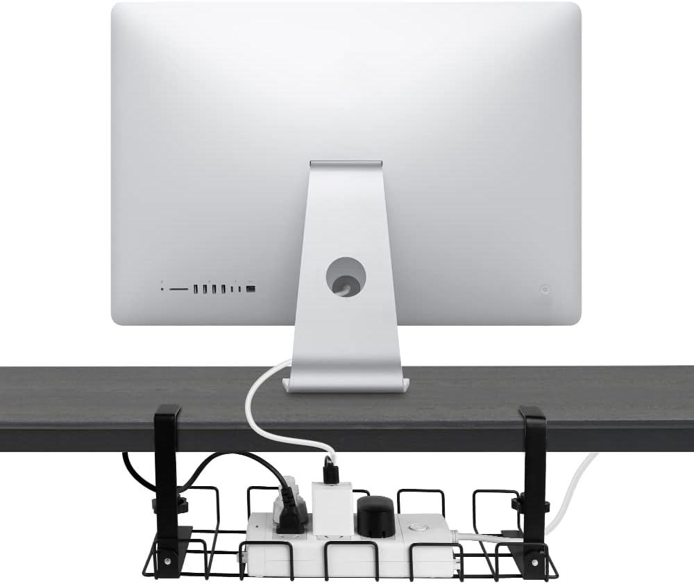 2 Pack Under Desk Cable Management Tray, Black