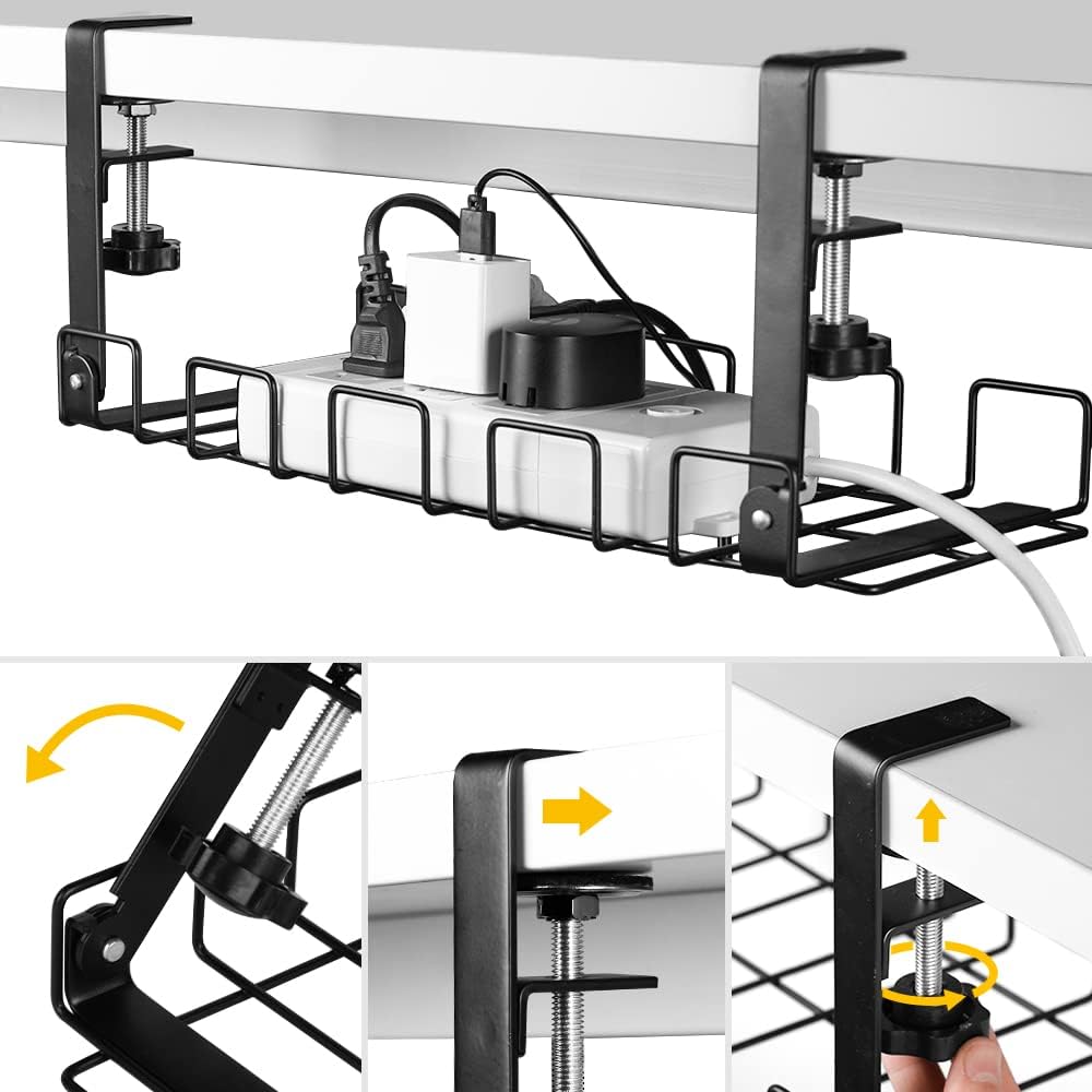 2 Pack Under Desk Cable Management Tray, Black