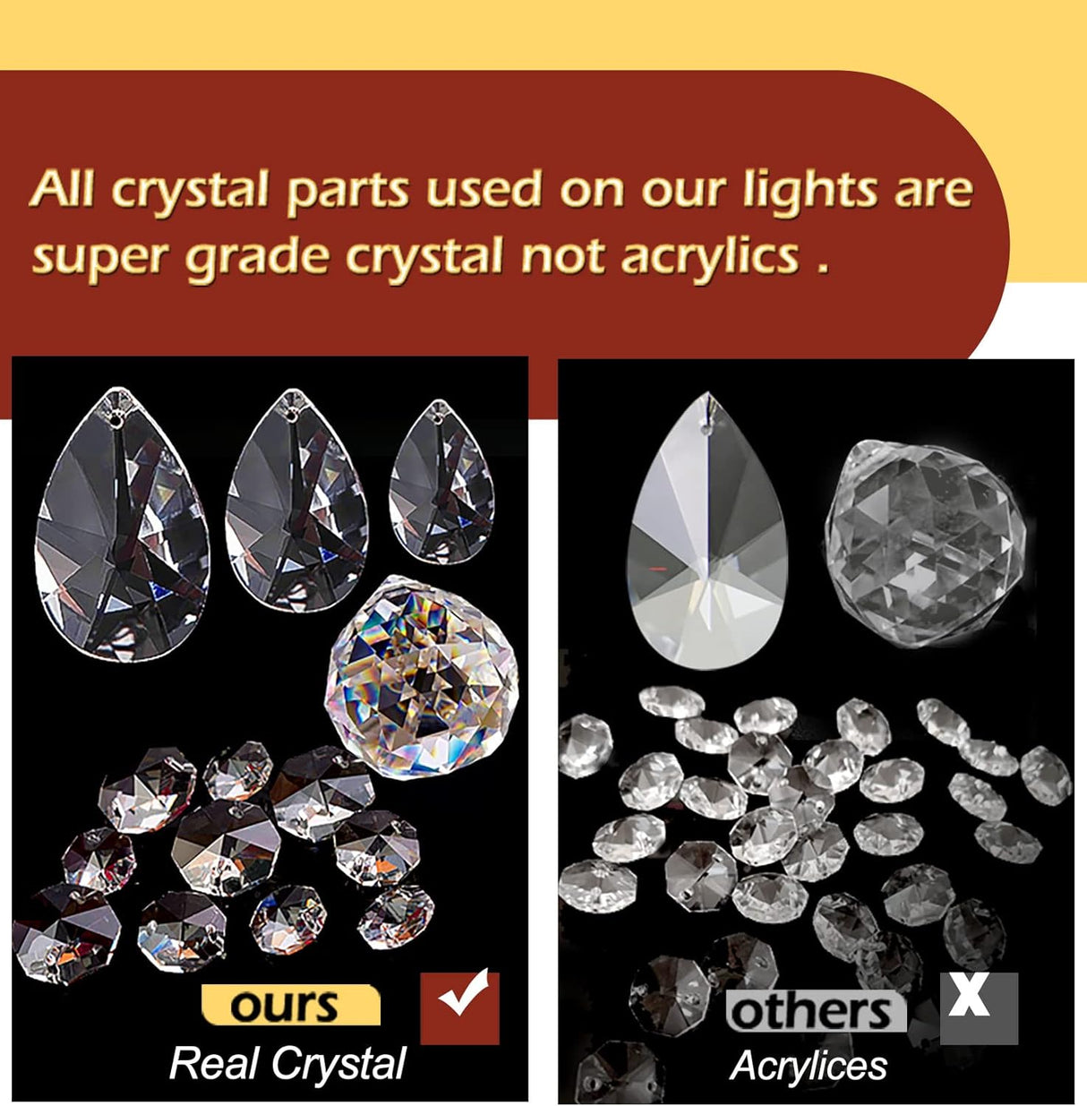 Crystal Chandelier LED Ceiling Light , 4 lights, Black