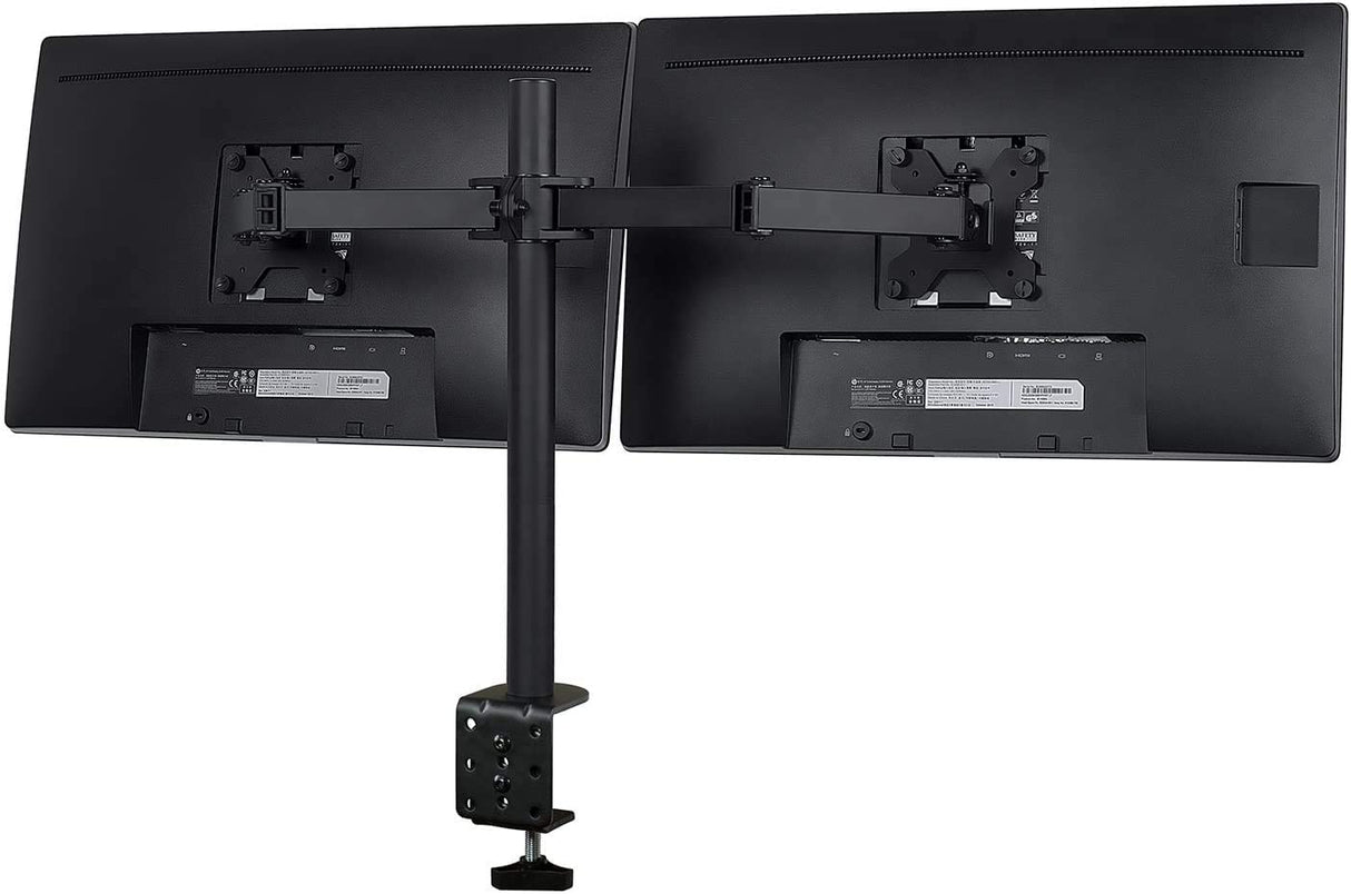 Dual Monitor Desk Mount with 360° Rotation for Screens Up to 27" - Full Motion Adjustable Arm Stand