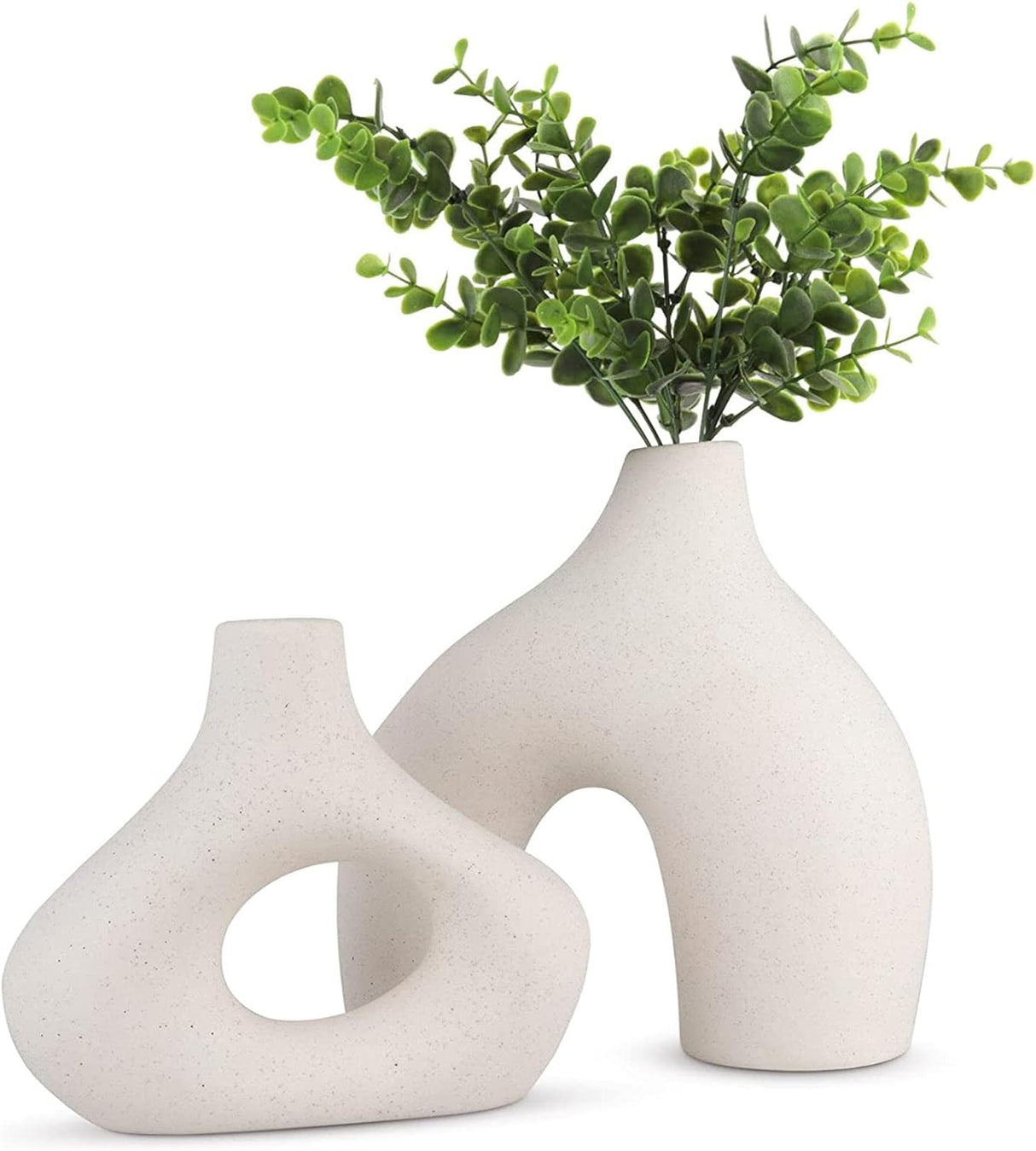 Ceramic Set of 2 Modern White Vases for Home D?cor