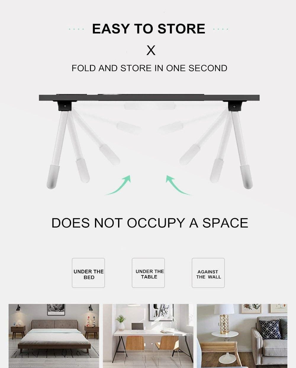 Portable Foldable Laptop Desk with Storage for Home and Travel Use