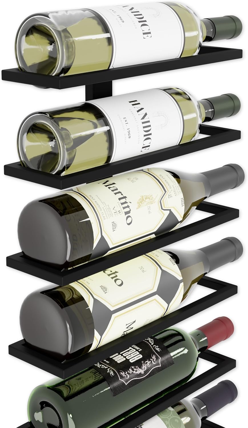 Set 2 Pcs Metal Wall Mount Wine Rack for Wine Bottles Liquor Champagne (Holds 10 Bottles)