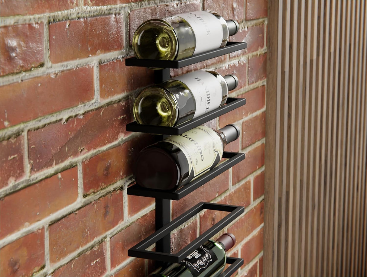 Set 2 Pcs Metal Wall Mount Wine Rack for Wine Bottles Liquor Champagne (Holds 10 Bottles)