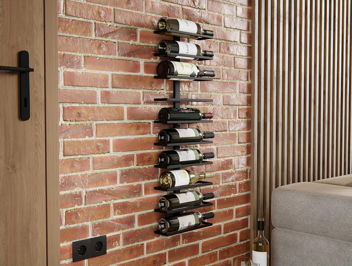 Set 2 Pcs Metal Wall Mount Wine Rack for Wine Bottles Liquor Champagne (Holds 10 Bottles)