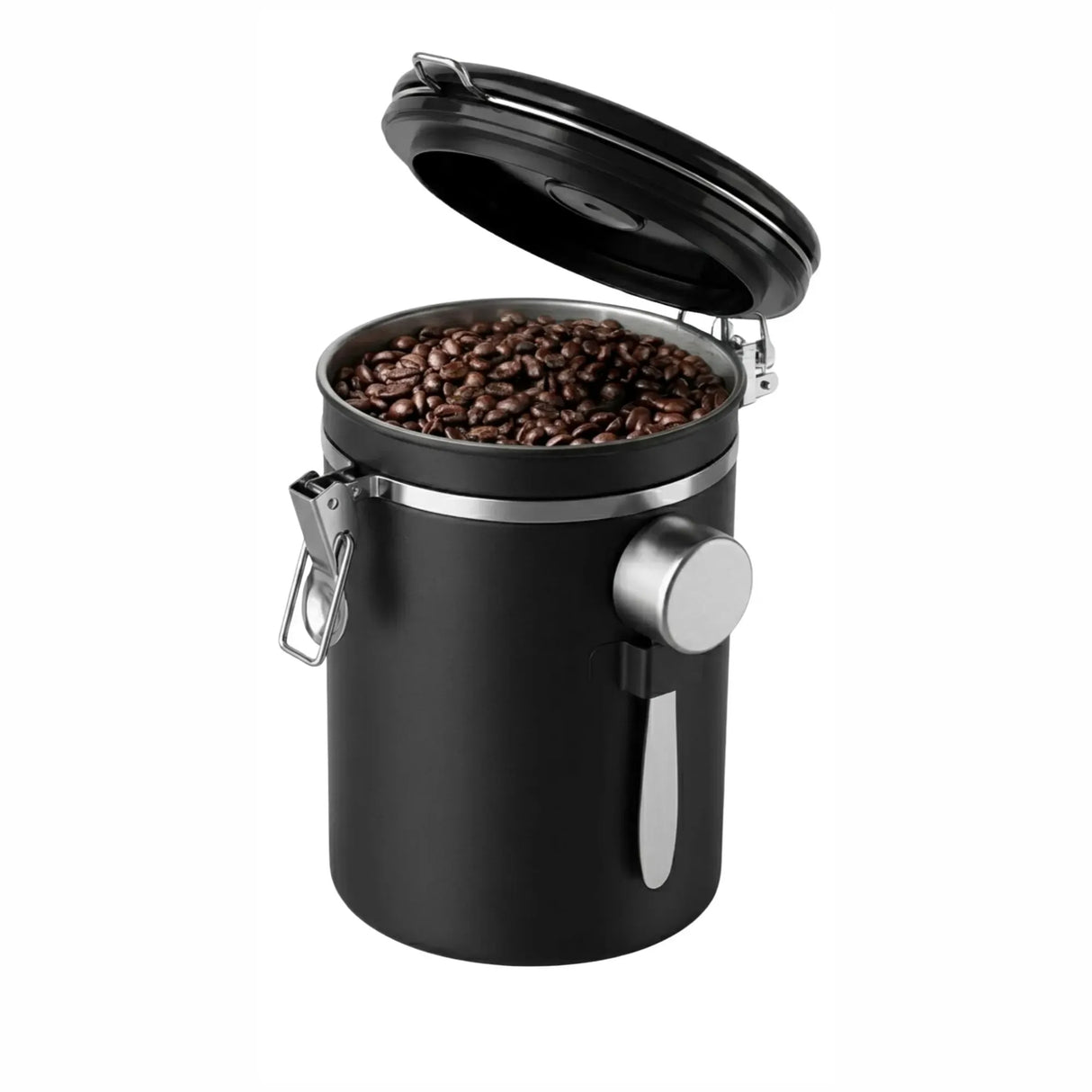 CARLA HOME Airtight Coffee Canister 1.8L - Stainless Steel - Black - Stainless Steel Coffee