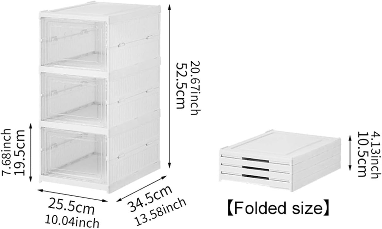 CARLA HOME 3-Tier Stackable Shoe Storage Box Organizer with Clear Door for Closet, Entryway or Cabinet
