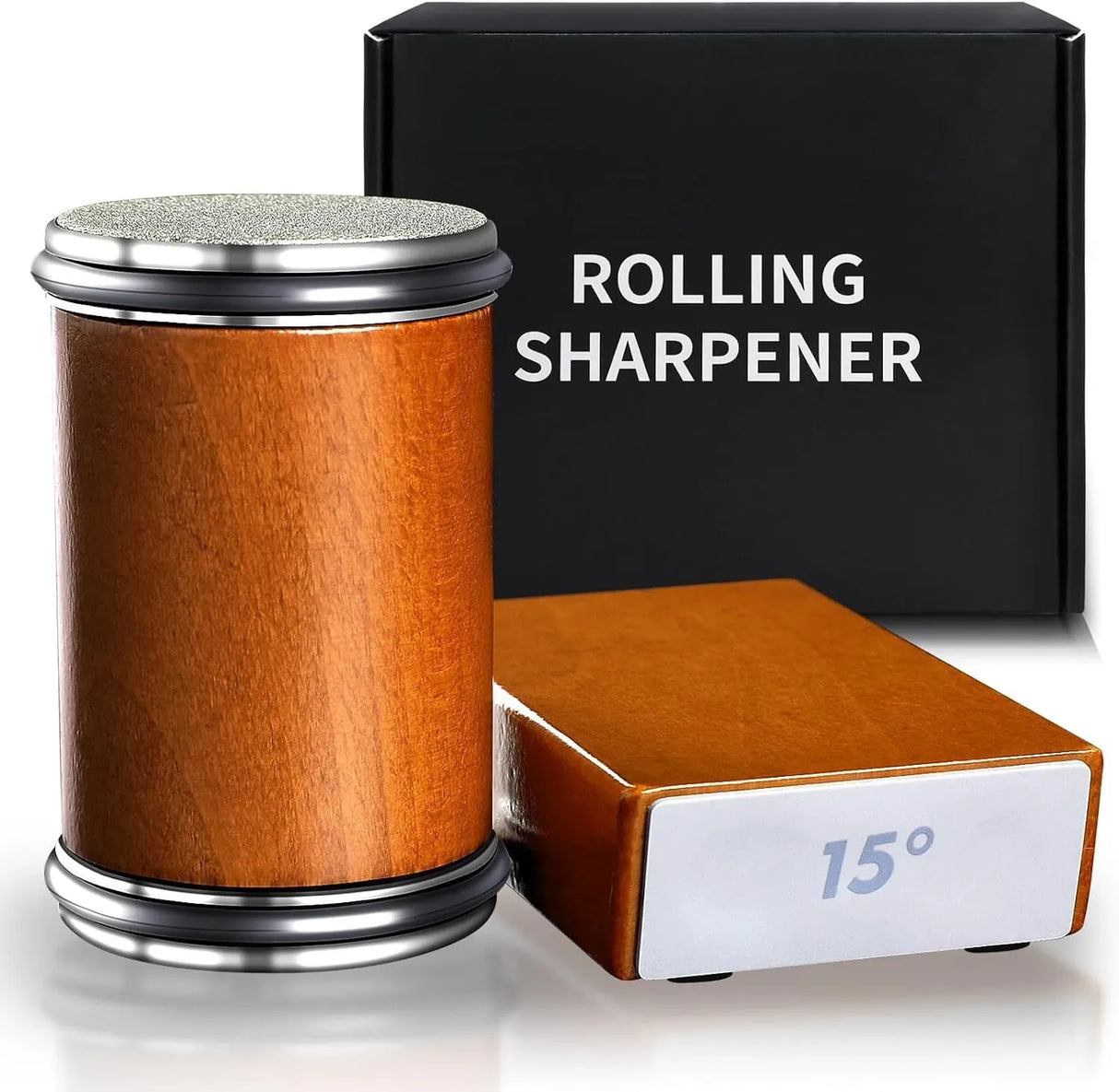 CARLA HOME Rolling Knife Sharpener - Brown - 15° & 20° Angle - Kitchen Appliances Knife Sharpeners