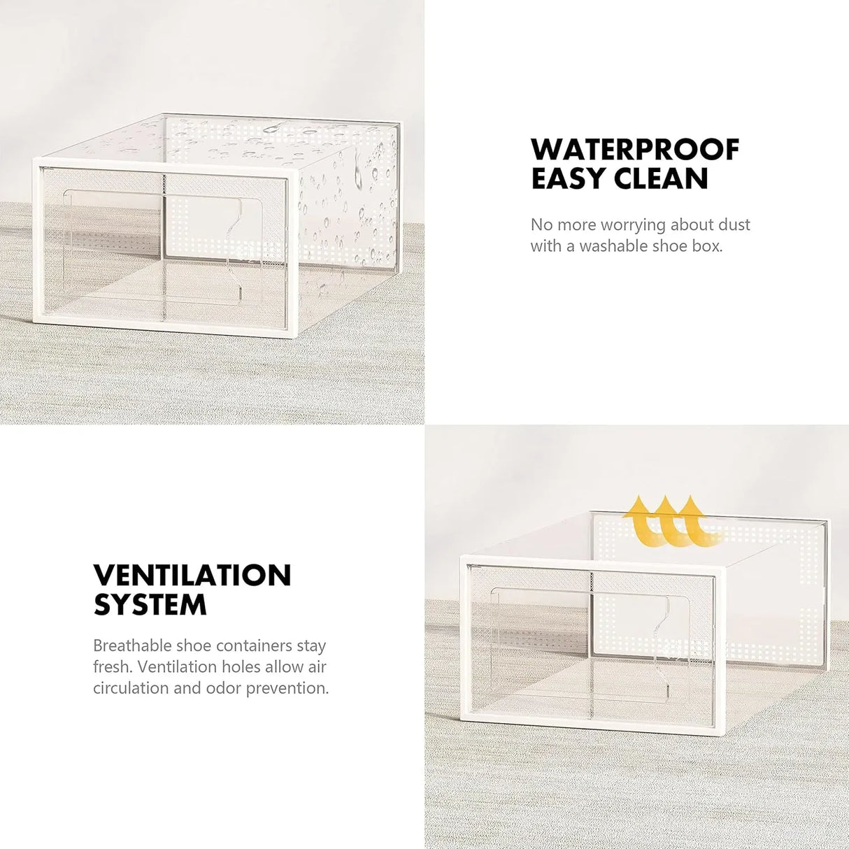 CARLA HOME 12-Pack Clear Shoe Storage Boxes - Stackable - White - Shoe Box Storage
