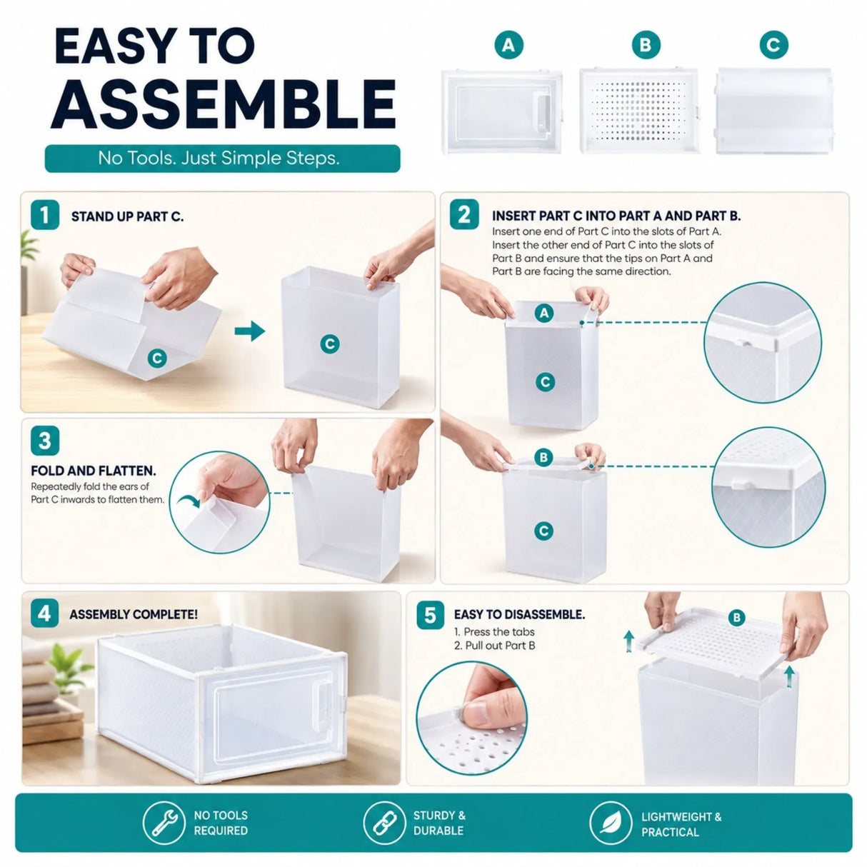 CARLA HOME 12-Pack Clear Stackable Shoe Storage Boxes - White - Shoe Box Storage