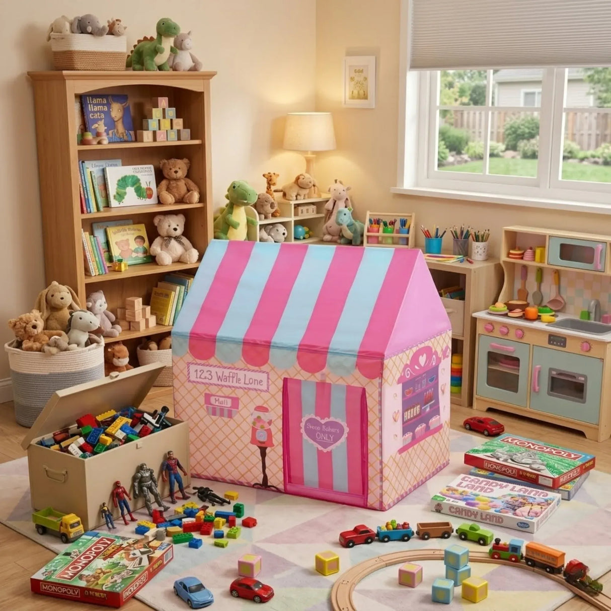 CARLA HOME Kids Ice Cream Bakery Play Tent Pink Pop Up Playhouse - Outdoor Play Equipment Play Tents & Tunnels