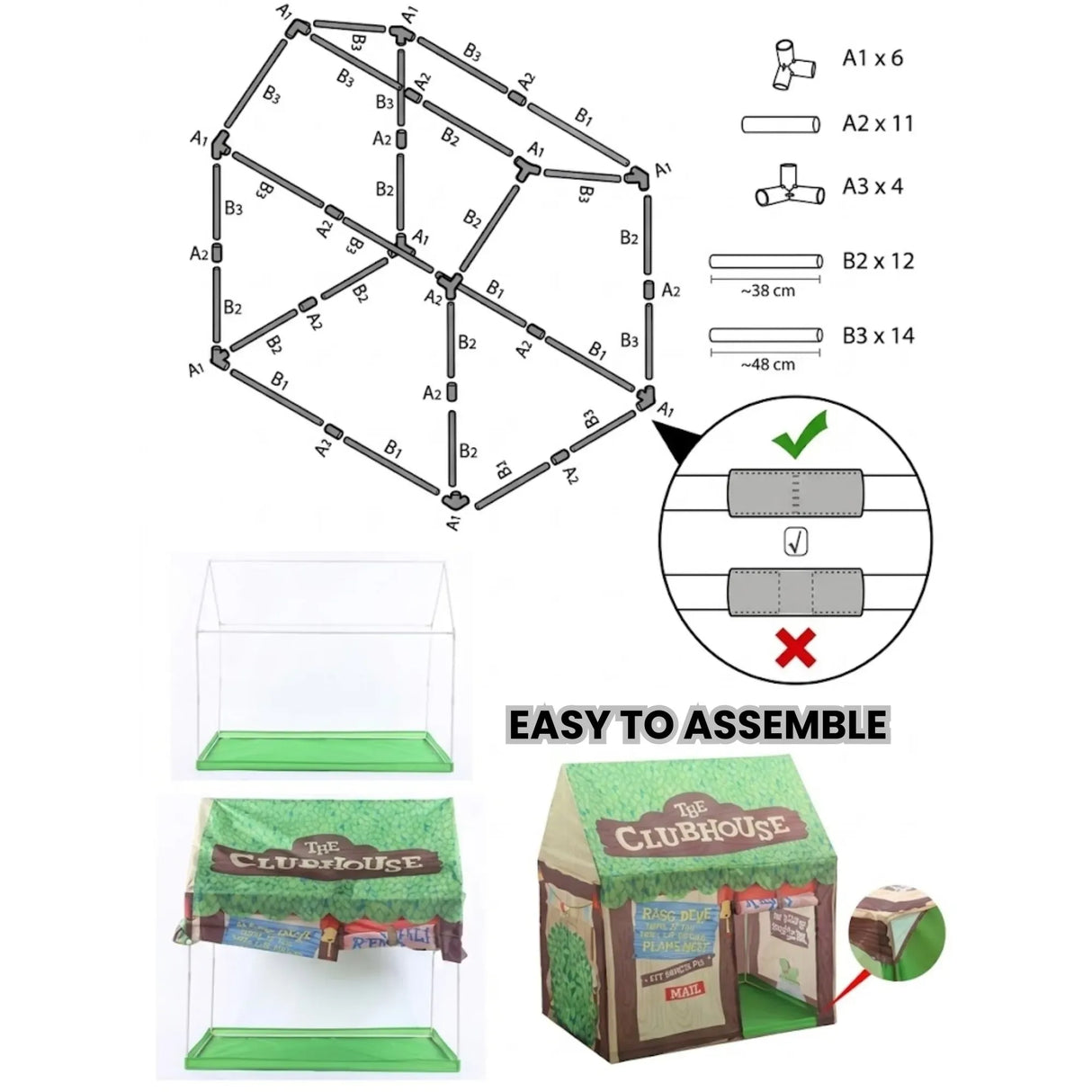 CARLA HOME Kids Clubhouse Play Tent - Green - Outdoor Play Equipment Play Tents & Tunnels