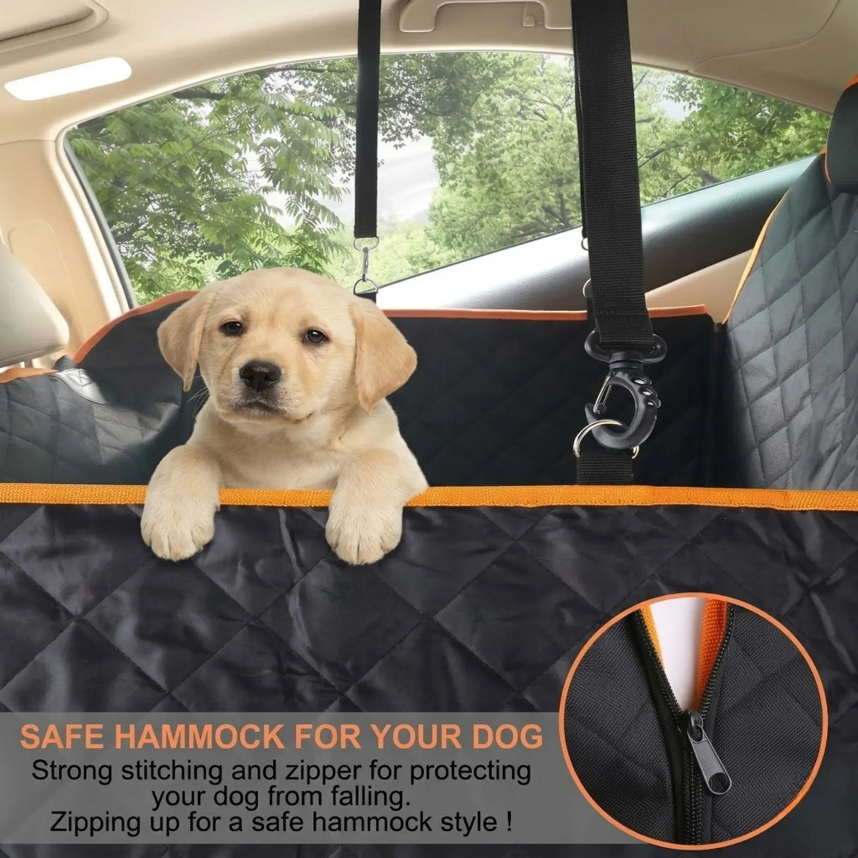 CARLA HOME Waterproof Dog Car Seat Cover Hammock - Black - Nylon - Dog Set Cover