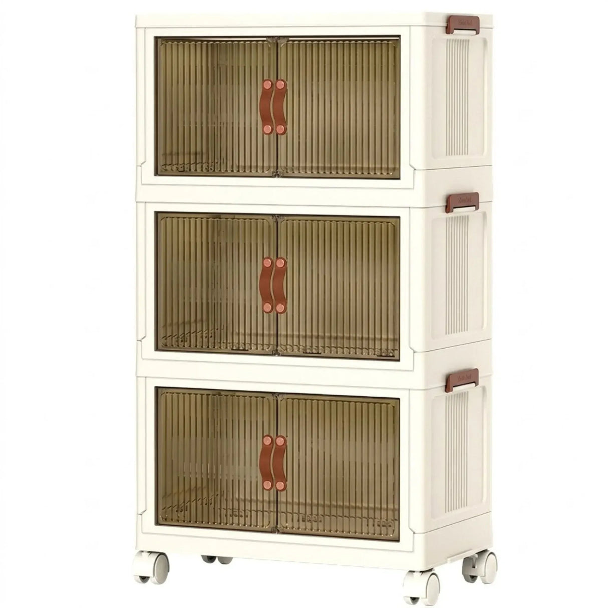 CARLA HOME 3 Tier Stackable Storage Cabinet with Wheels White - Storage Box - Plastic