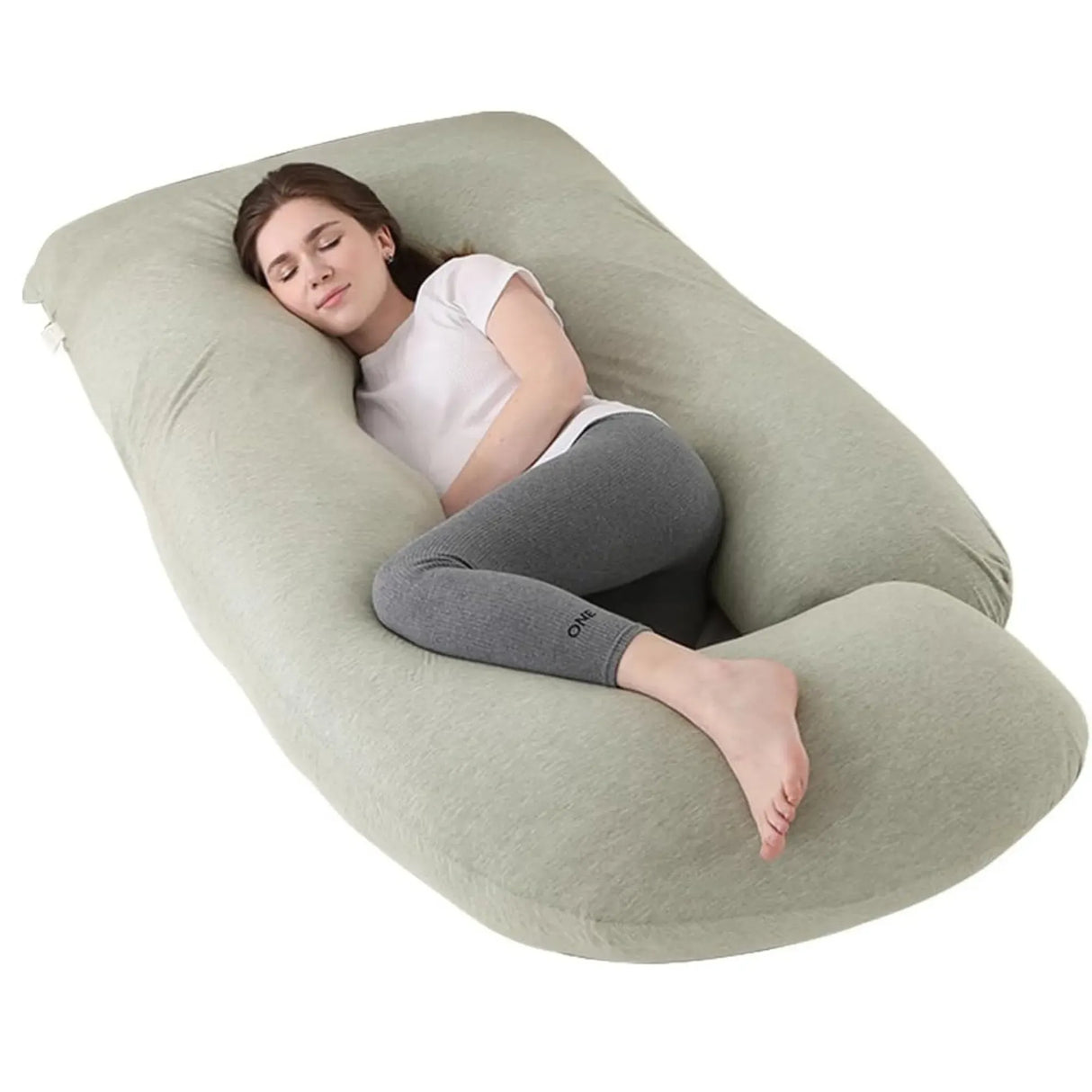 CARLA HOME U Shape Pregnancy Pillow Full Body Support - Green - Polyester - Full Body Pillow