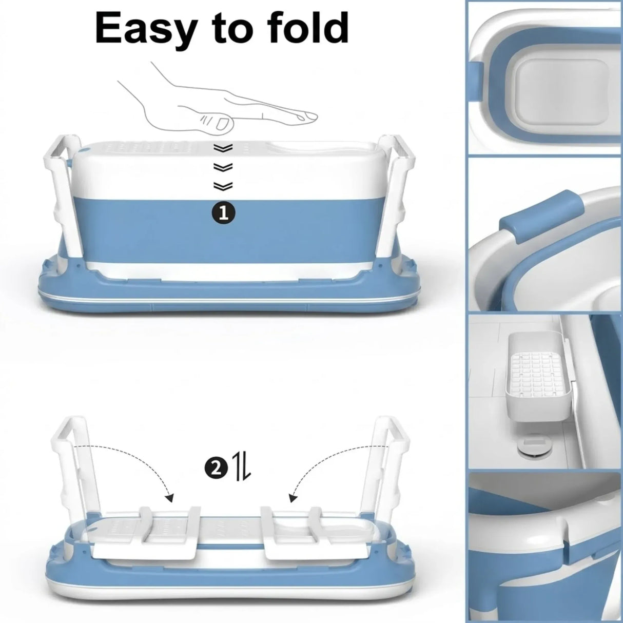 CARLA HOME Foldable Baby Bath Tub with Collapsible Toddler - Blue