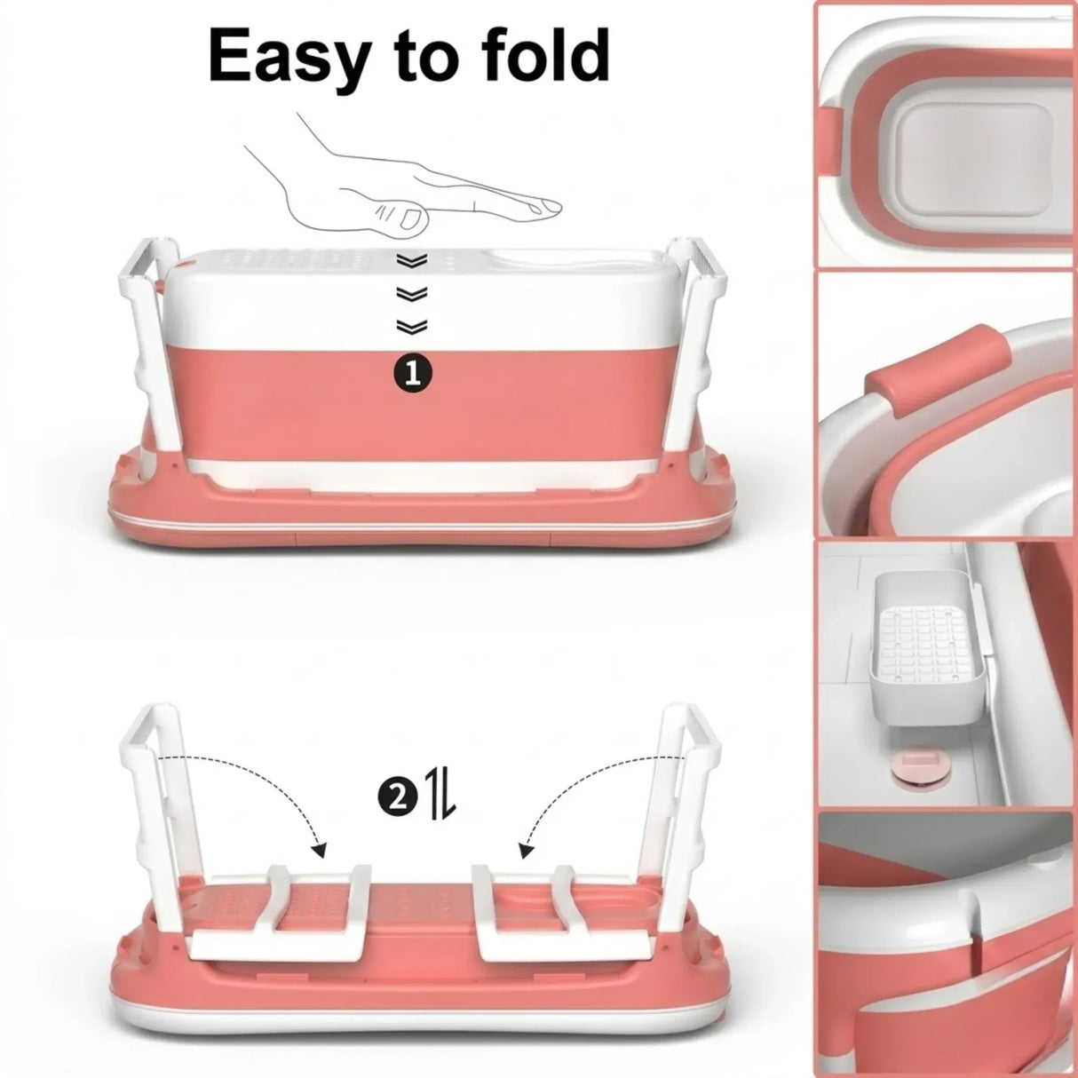CARLA HOME Foldable Baby Bath Tub with Collapsible Toddler - Pink
