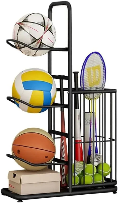 CARLA HOME Ball Storage Rack - 3-Tier Sports Organiser
