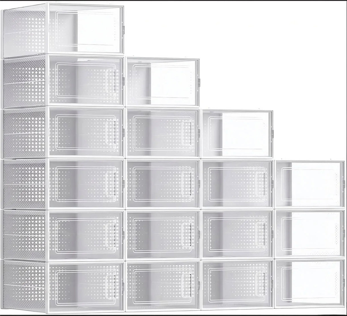 CARLA HOME 18-Pack Shoe Storage Boxes - Clear Stackable - White - Shoe Box Storage