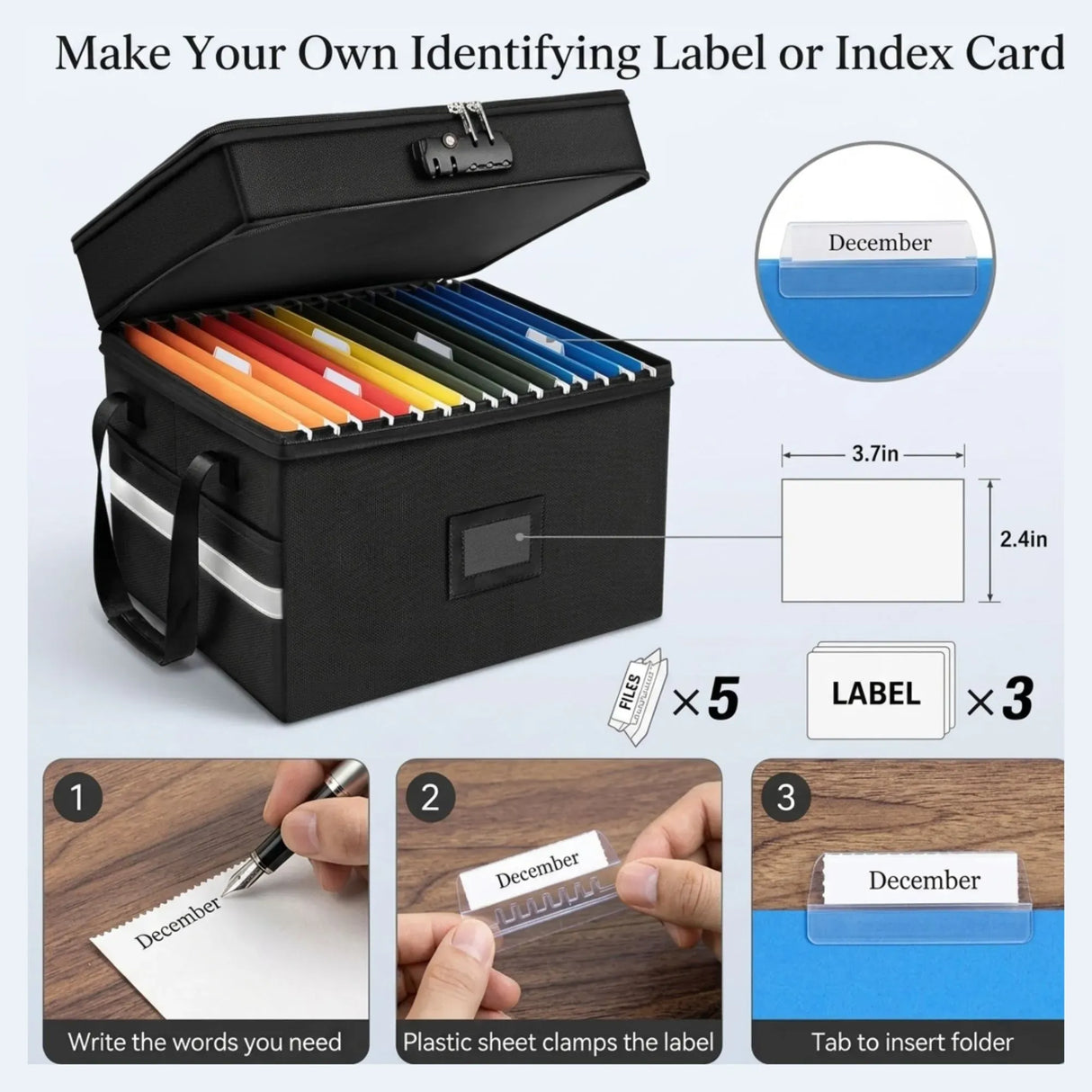 CARLA HOME Fireproof Document Box with Lock - Fabric - Office - Fireproof Document Safe