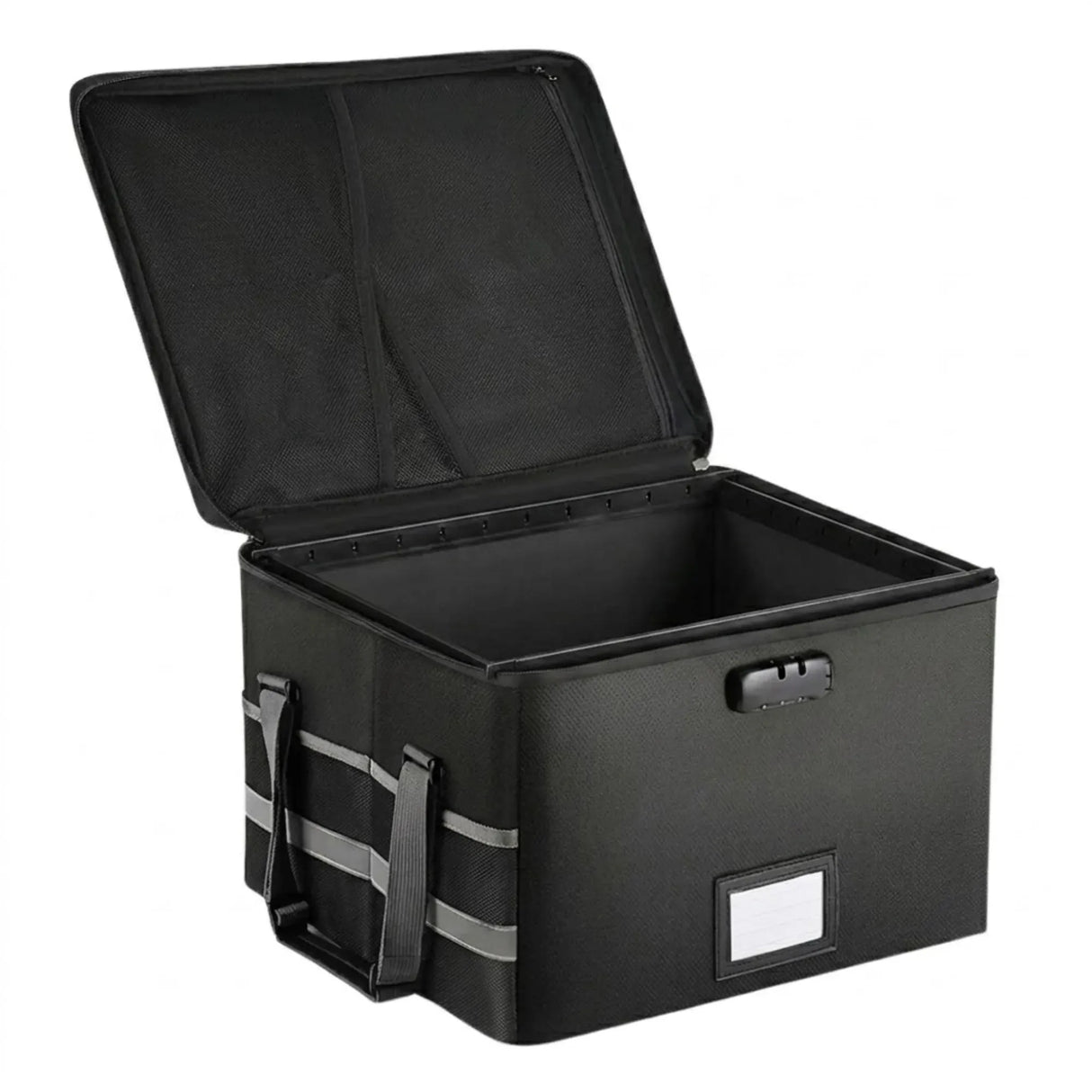 CARLA HOME Fireproof Document Box with Lock - Collapsible Black - Glass Fiber - Reflective Strip Design