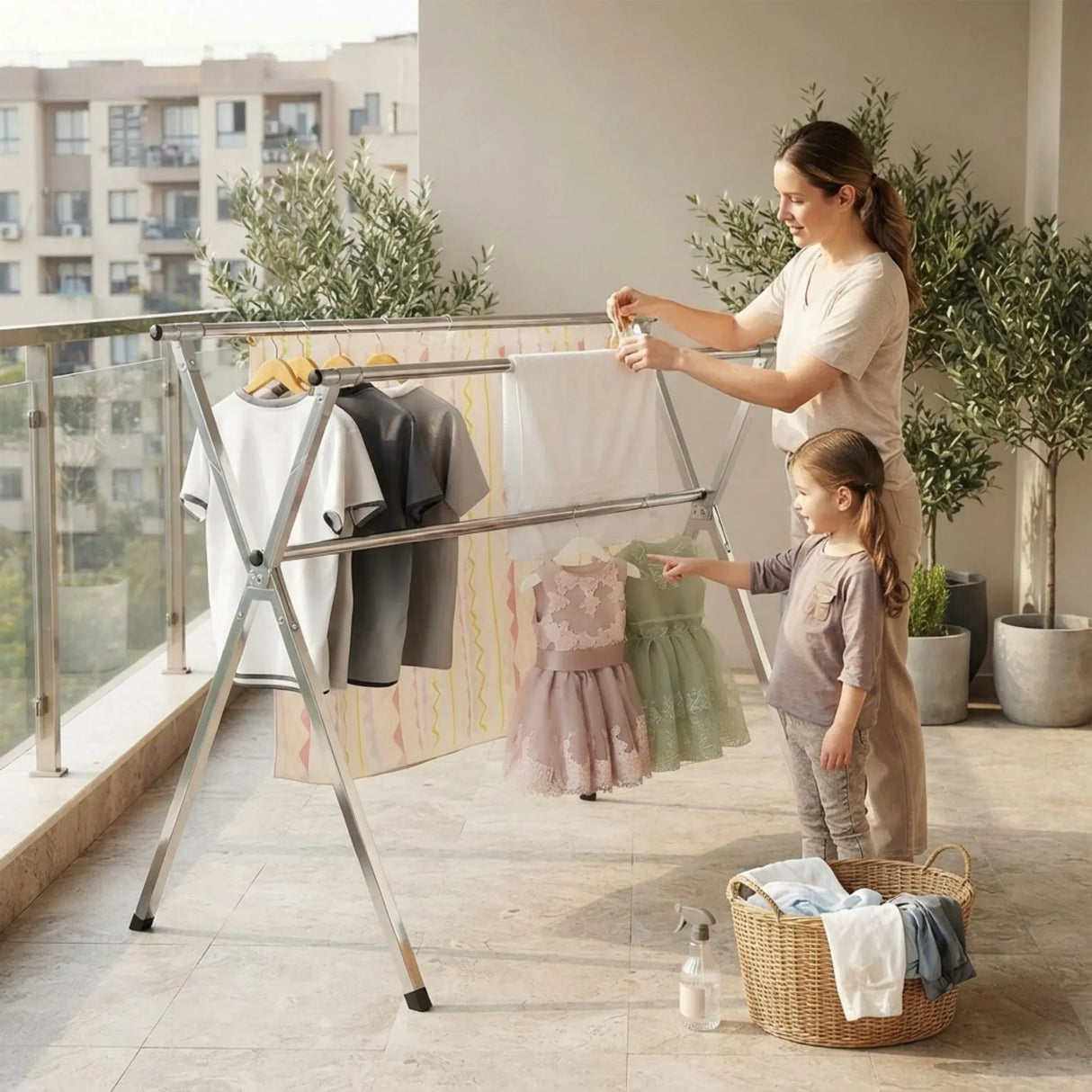 CARLA HOME Clothes Drying Rack Folding Indoor Outdoor, Grey, Kitchen