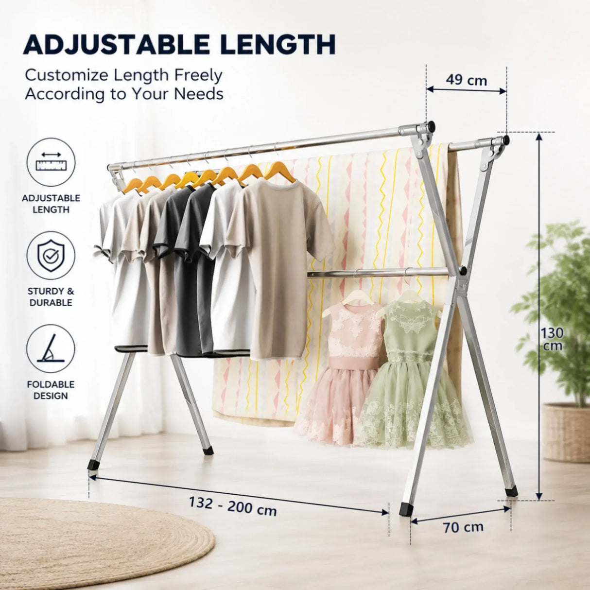 CARLA HOME Clothes Drying Rack Folding Indoor Outdoor, Grey, Kitchen