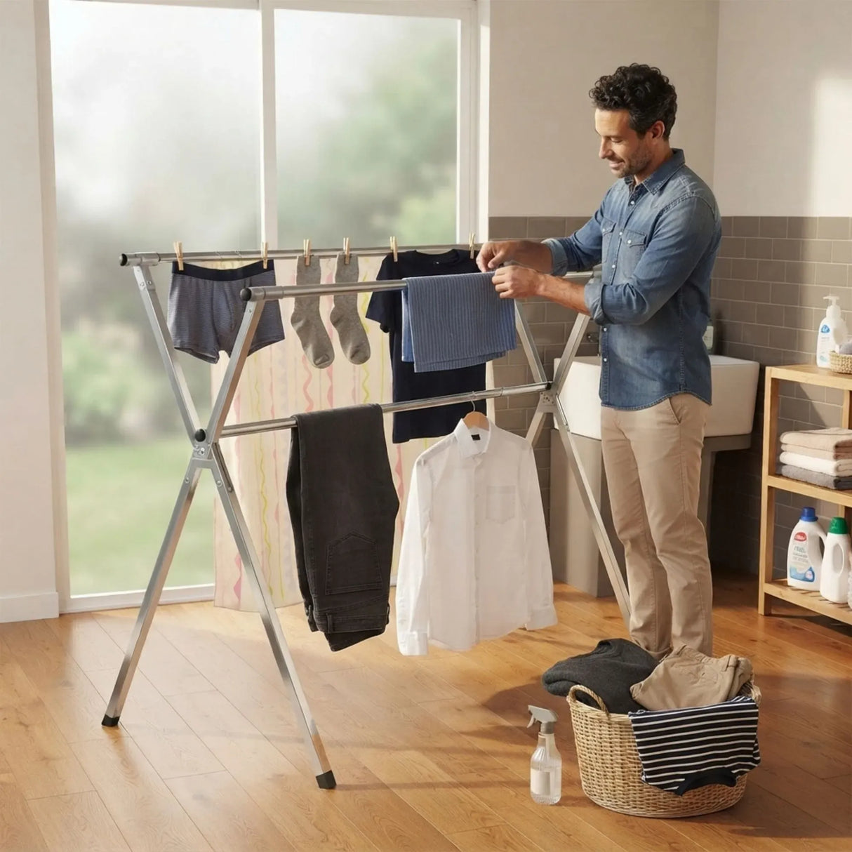 CARLA HOME Clothes Drying Rack Folding Indoor Outdoor, Grey, Kitchen