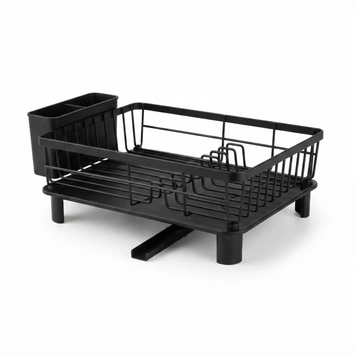 CARLA HOME Dish Drying Rack with Drainboard & Utensil Holder for Kitchen (Black)
