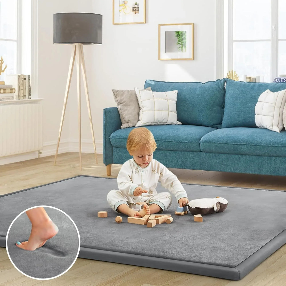 CARLA HOME Baby Play Mat 100x150cm, Thick Foam Crawling Mat, Infants, Grey