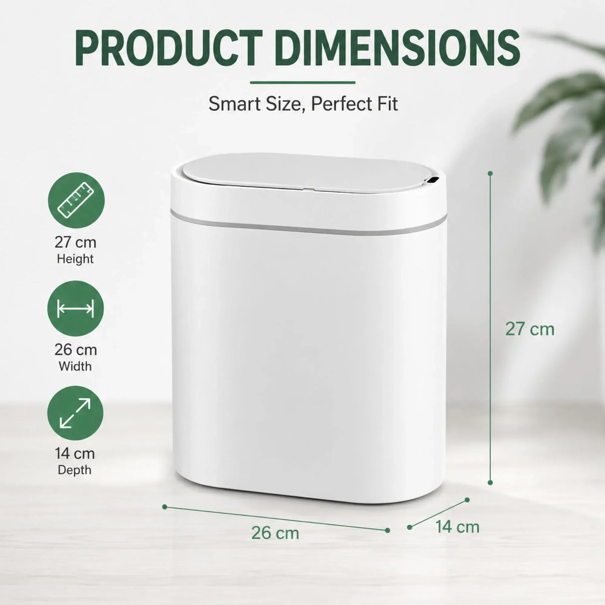 CARLA HOME 7L Automatic Trash Bin with Lid, Motion Sensor Garbage Can White