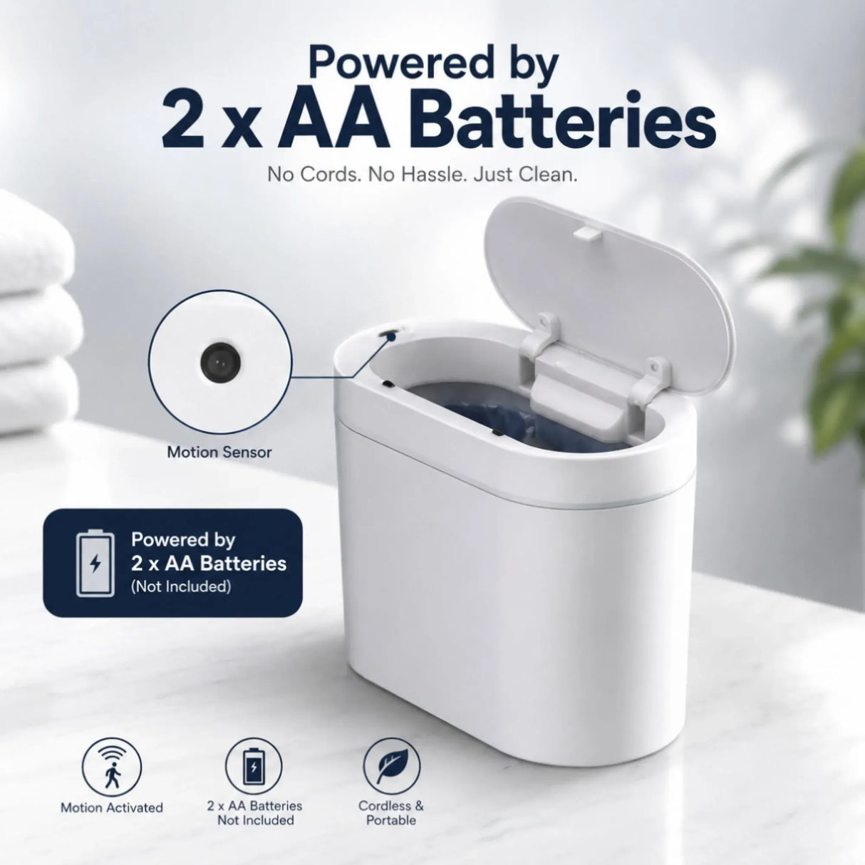 CARLA HOME 7L Automatic Trash Bin with Lid, Motion Sensor Garbage Can White