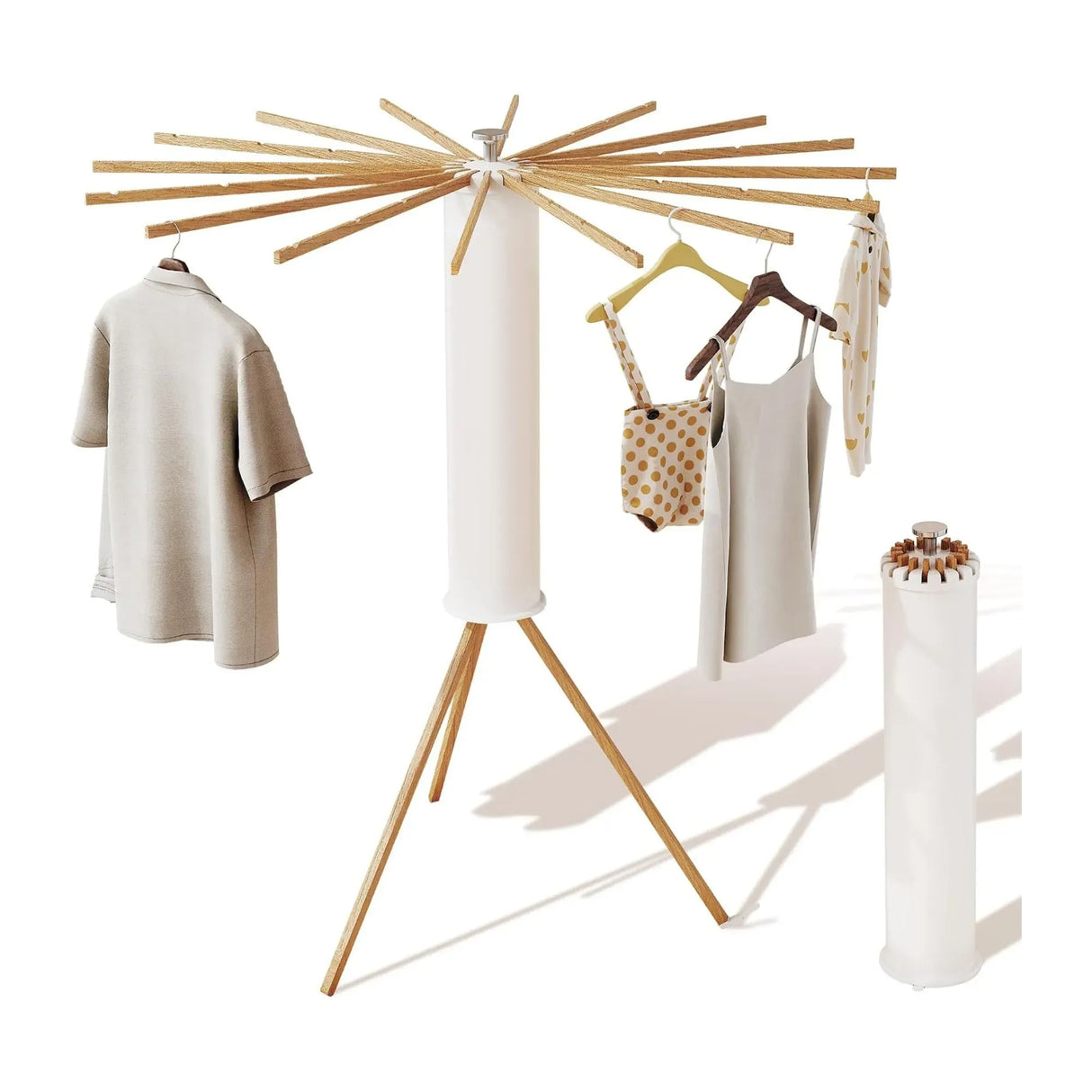 CARLA HOME Tripod Clothes Drying Rack, 16 Rod Foldable, Wooden Poles