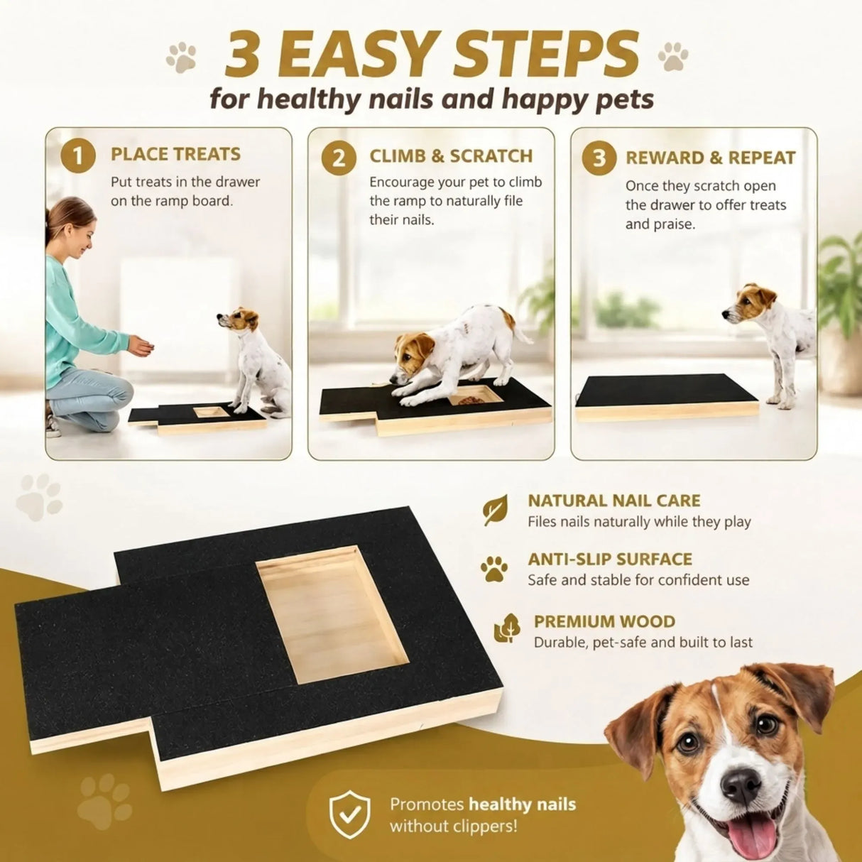 CARLA HOME Dog Nail Scratch Board with Snack Box Sandpaper Puppy Nail Pet
