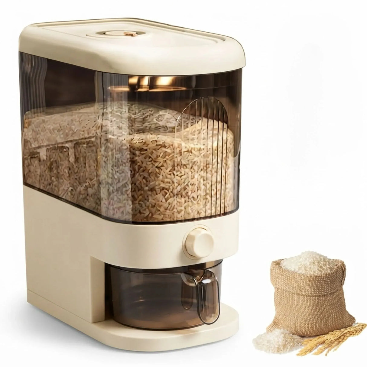 CARLA HOME Rice Dispenser 5kg Large Storage, Press Button Grain Container Kitchen