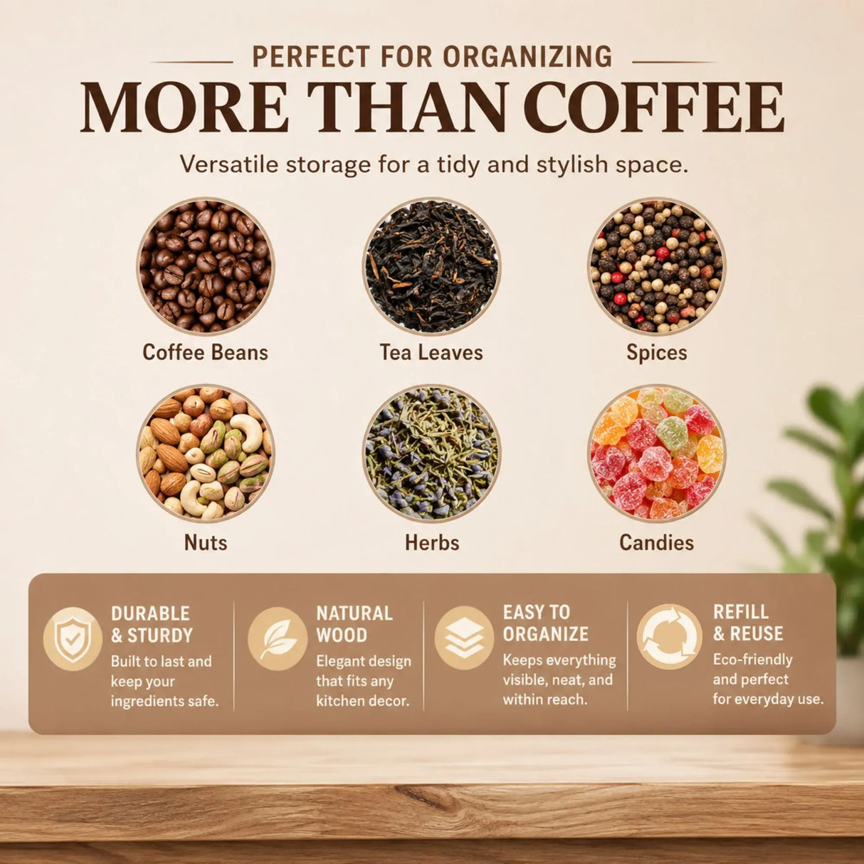 CARLA HOME Glass Coffee Bean Storage Tubes, 12 Pack Wooden Stand (60ml 20g)
