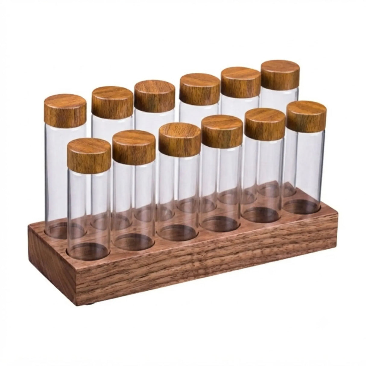 CARLA HOME Glass Coffee Bean Storage Tubes, 12 Pack Wooden Stand (60ml 20g)