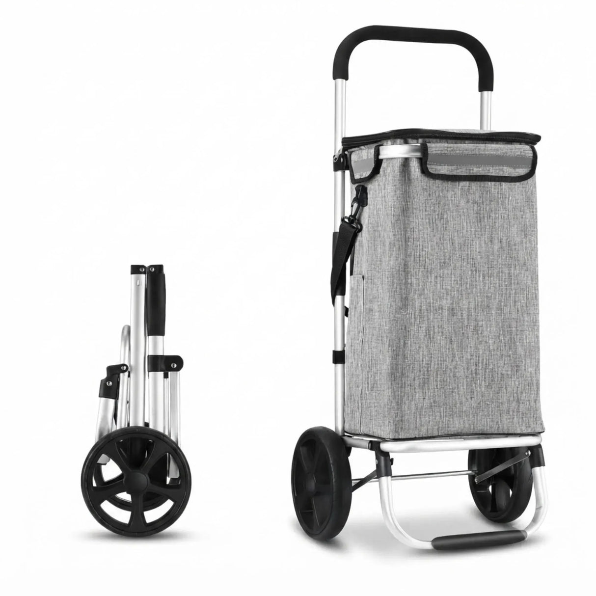 CARLA HOME Foldable Shopping Trolley, Aluminium Cart, 45L, Waterproof, Grey