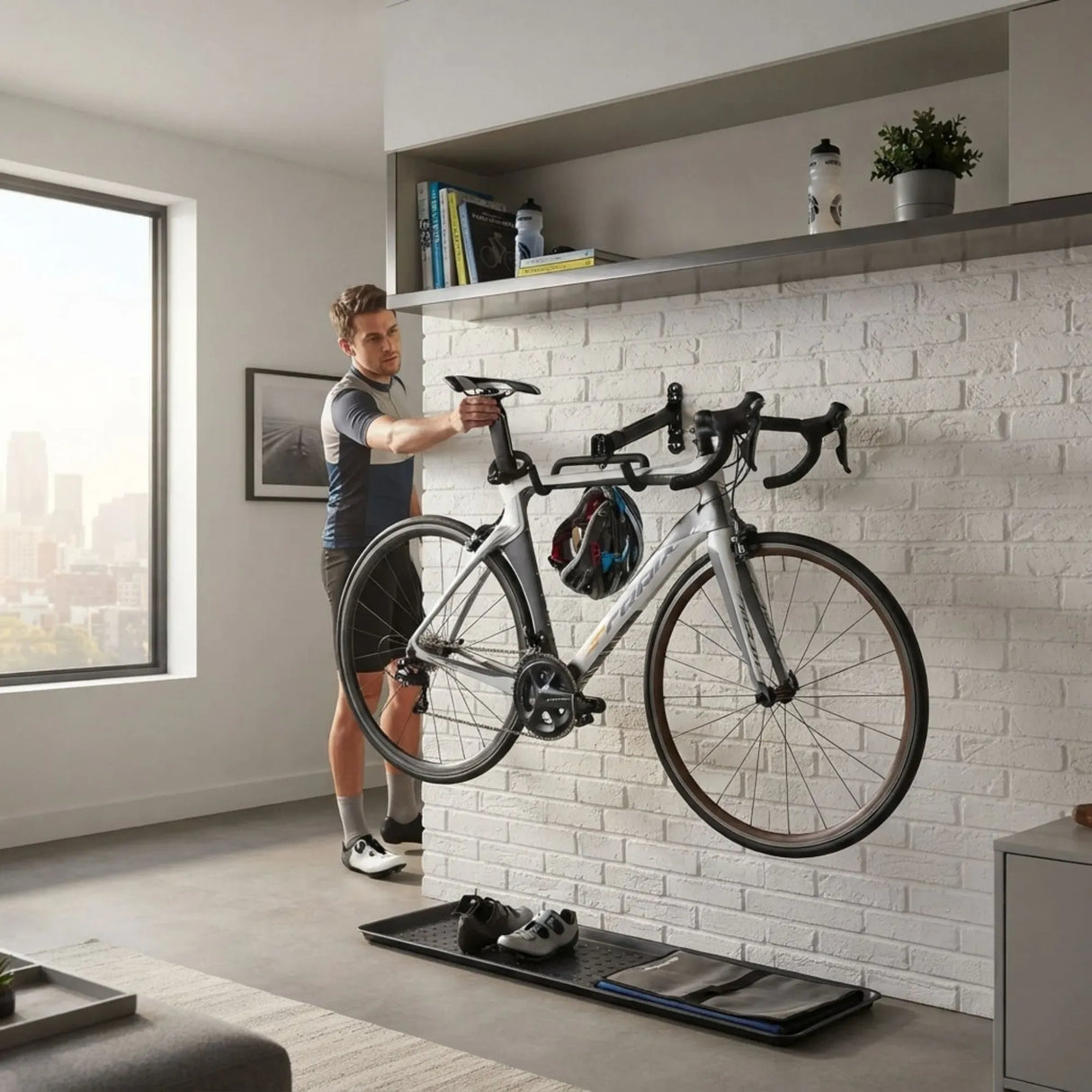 CARLA HOME Wall Mount Bike Rack, Adjustable Foldable Hanger, Garage Storage