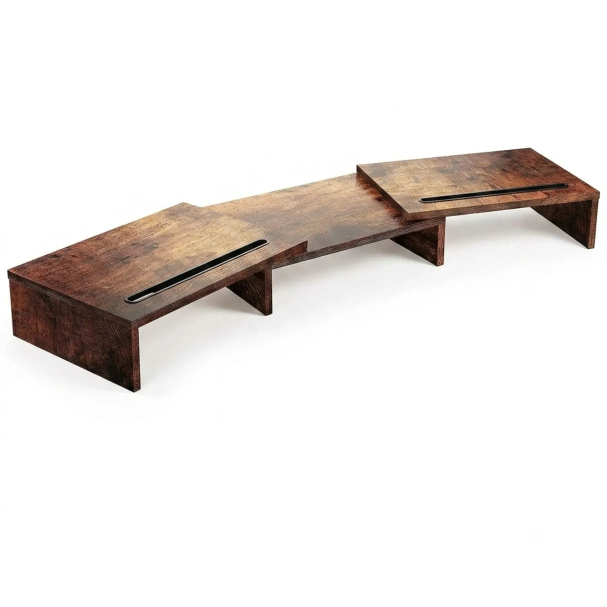 CARLA HOME Dual Monitor Stand Riser, Adjustable Length and Angle, Brown