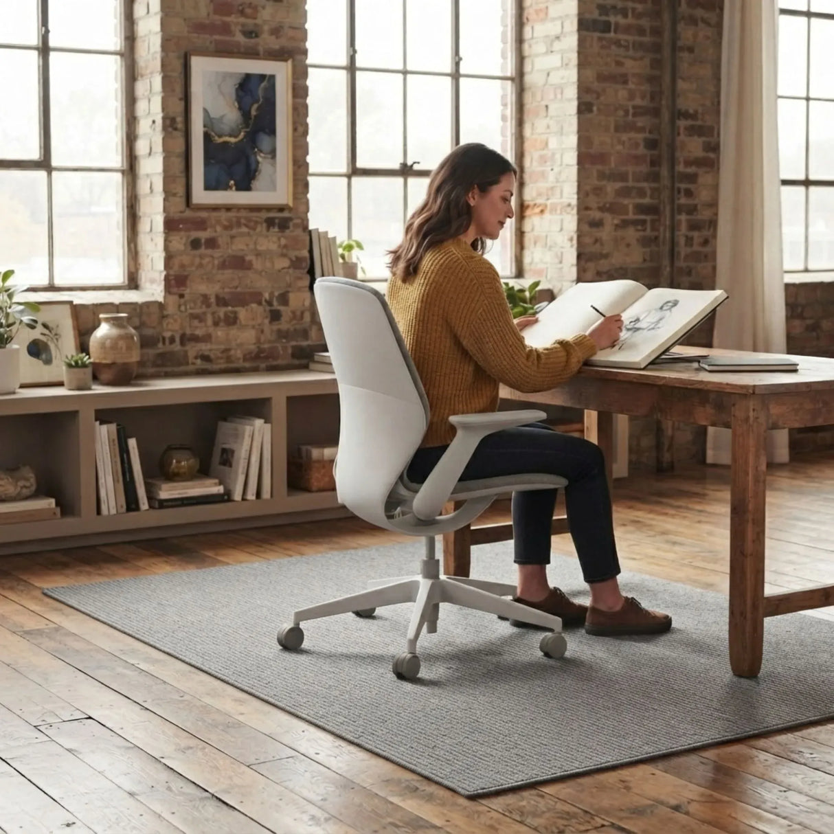 CARLA HOME Office Chair Mat Hard Floor Protector, 120x90 cm, Anti-Slip, White