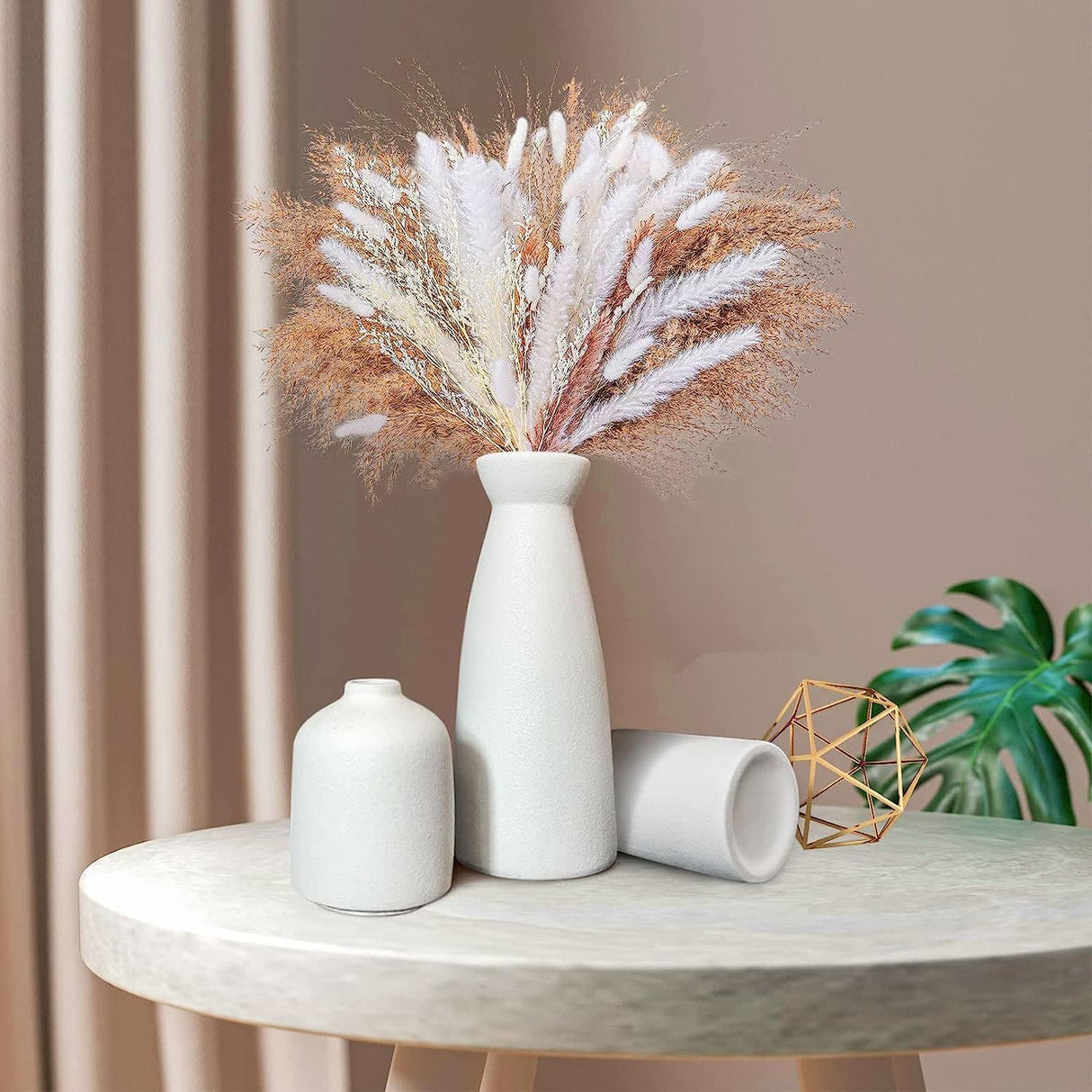 Ceramic Set of 3 Modern White Vases for Home D?cor